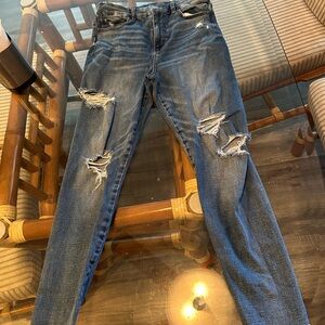 American Eagle Outfitters Ripped Blue Skinny Jeans